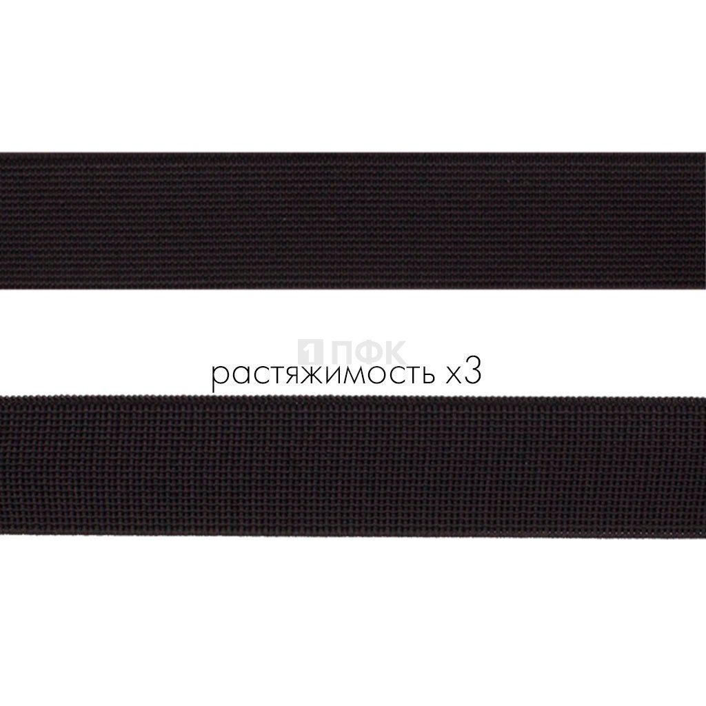 Резинка тканая 20мм 12 гр/м цв черный (уп 50м/400м)