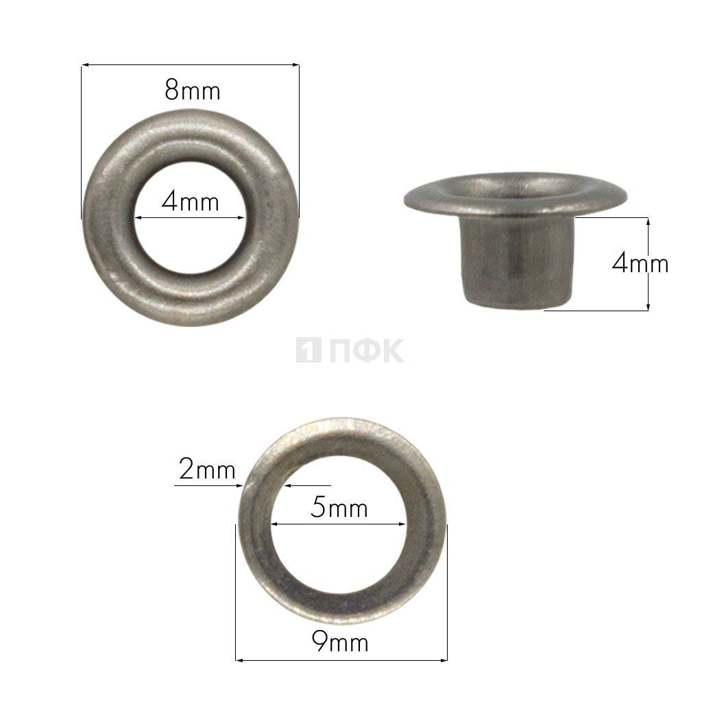 Люверсы №2 4мм сталь цв никель тем (уп 5000шт) 