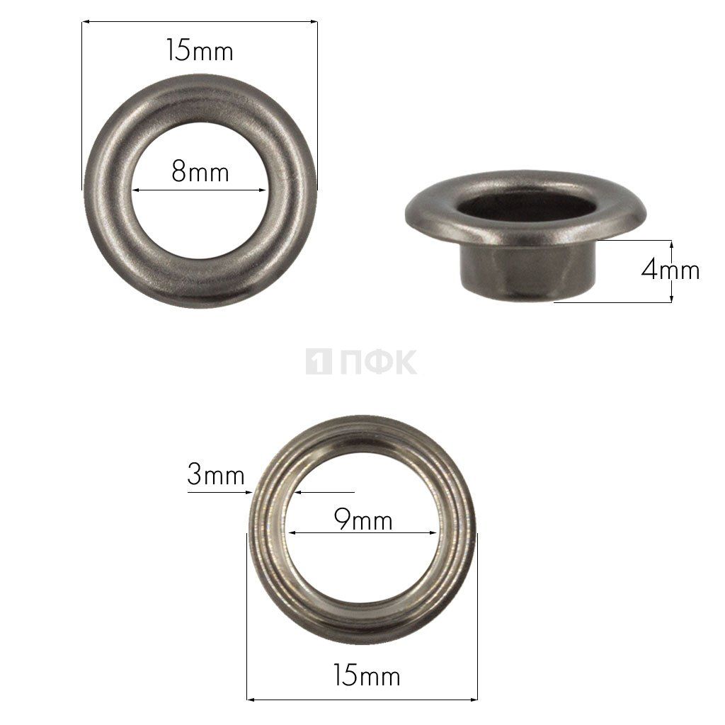 Люверсы №5 8мм латунь цв никель тем (уп 1000шт) — ПФКР Люверсы №5 8мм латунь цв никель тем (уп 1000шт)