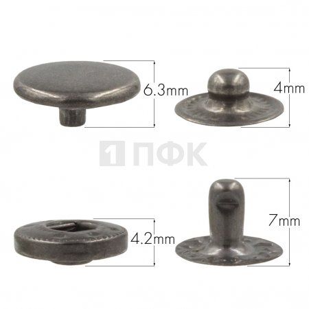 Кнопка для одежды 12,5мм Альфа нерж цв никель тем (уп 1440шт) DNG 