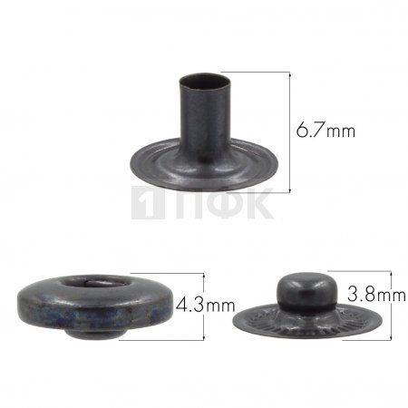 3 Части кнопки для одежды 12,5мм Альфа нерж цв оксид (уп 1440шт) BUTTONI 