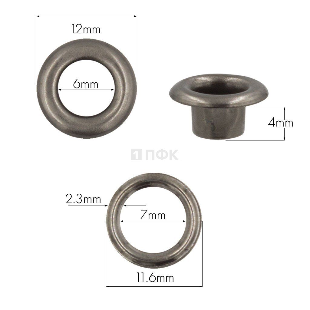 Люверсы №4 6мм латунь цв никель тем (уп 5000шт) 