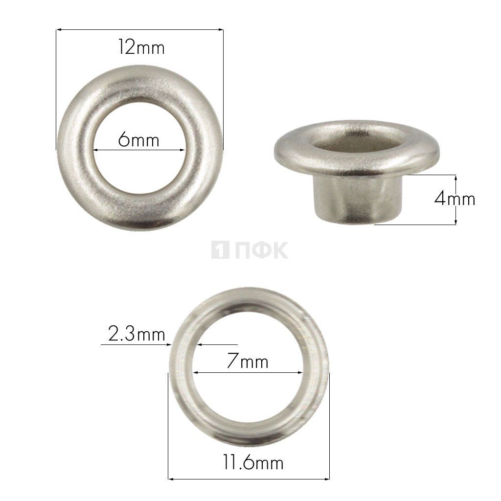 Люверсы №4 6мм сталь цв никель (уп 5000шт) — ПФКР Люверсы №4 6мм сталь цв никель (уп 5000шт)