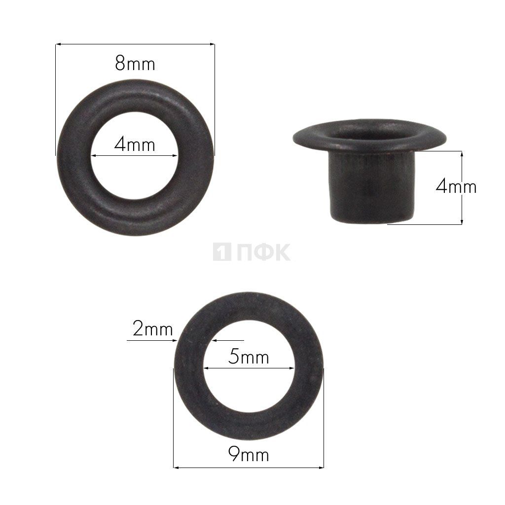 Люверсы №2 4мм латунь цв оксид (уп 5000шт)