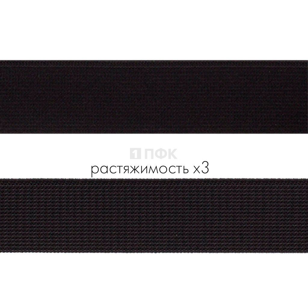 Резинка тканая 25мм 19 гр/м цв черный (уп 30м/360м)