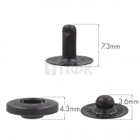 3 Части кнопки для одежды 12,5мм Альфа сталь цв оксид (уп 1440шт) STRONG