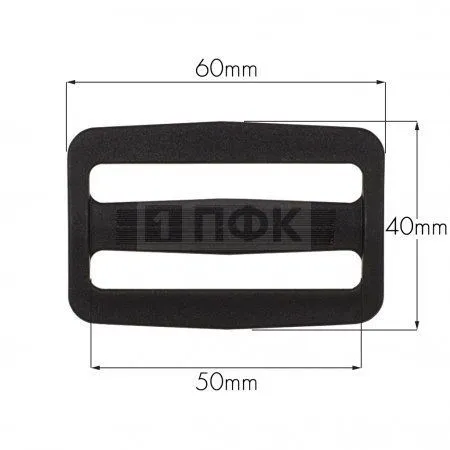Пряжка двухщелевая пластик 50мм ПП цв черный (уп 400шт/2500шт) ПФК Пряжка двухщелевая пластик 50мм ПП цв черный (уп 400шт/2500шт) ПФК
