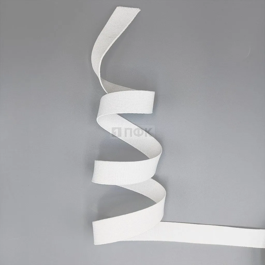 Резинка тканая 20мм 12 гр/м цв белый (уп 50м/400м) — ПФКР Резинка тканая 20мм 12 гр/м цв белый (уп 50м/400м)