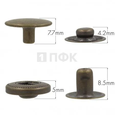 Кнопка для одежды 15мм Альфа нерж цв антик (уп 720шт) NEW STAR